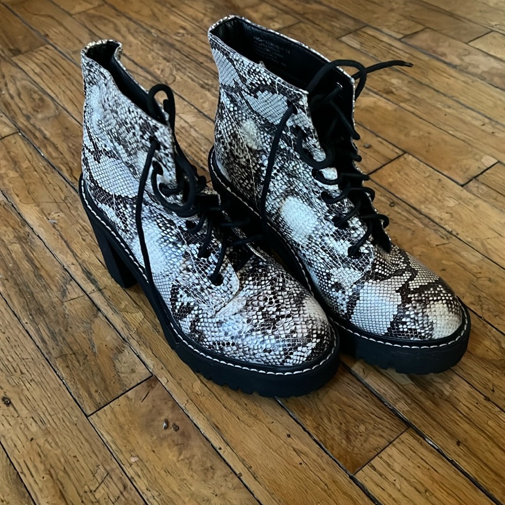 Madden girl snake skin booties. Worn but like new.